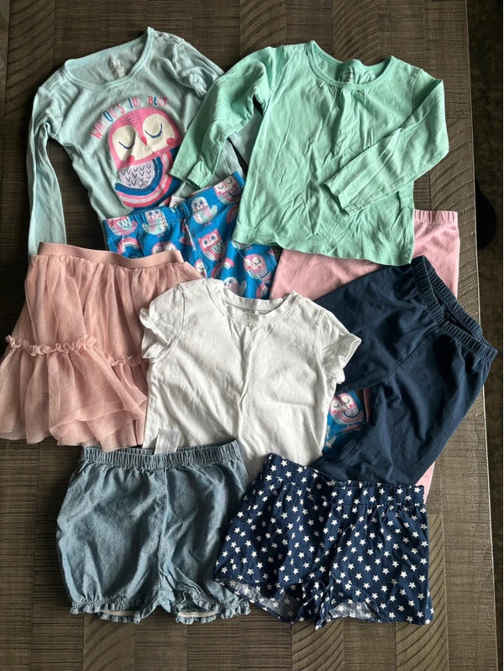 Toddler Girl 24M 2T Clothing Bundle Owl Pajamas Tutu Skirt 10 Pieces